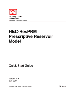 Quick Start Guide Hydrologic Engineering Center U S Army Hec Usace Army  Form