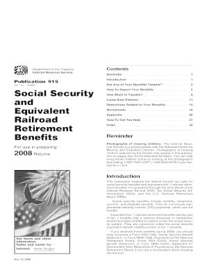 Publication 915 Social Security Benefits and Equivalent Railroad Retirement Benefits Irs  Form
