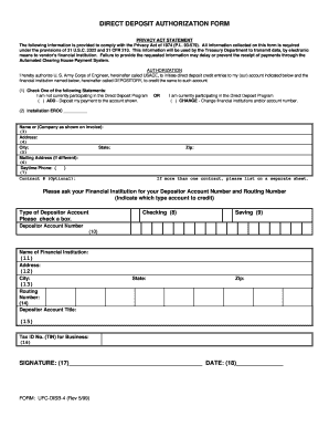 Blank Direct Deposit Form Printable