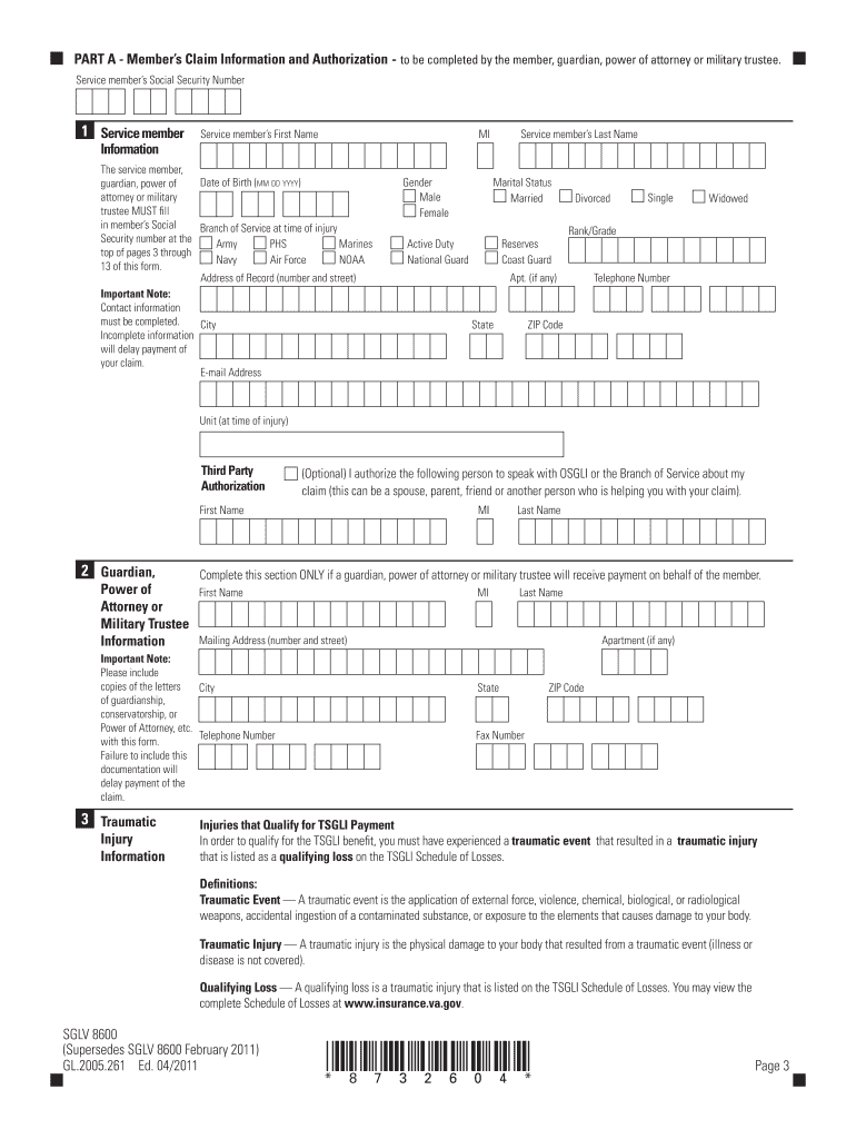 SERVICEMEMBERS GROUP LIFE INSURANCE TRAUMATIC  Form