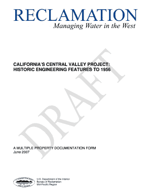 Californias Central Valley Project Historic Engineering Features to 1956 Multiple Property Documentation Form