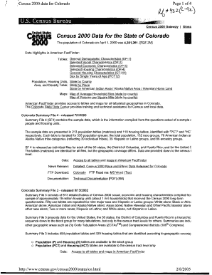Ref# 432 Census Data for Colorado  Form