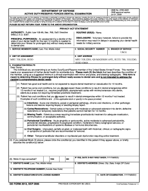 Coast Guard Dental Form