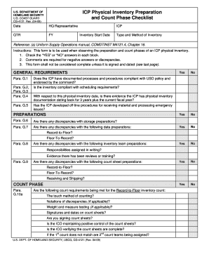 Physical Inventory Audit Checklist PDF  Form