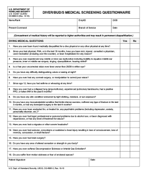  Medical Screening Questionnaire 2010