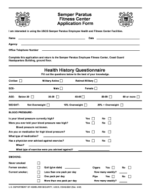 Fitness Application Form