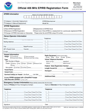 Official 406 Mhz Epirb Registration Form