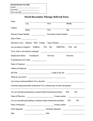 Moral Reconation Therapy Worksheets PDF  Form