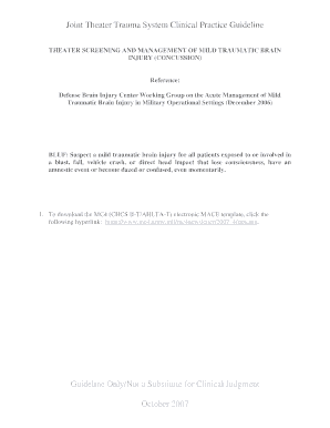 MTBI Screening and Management with Alternative MACE Scores PDF  Form