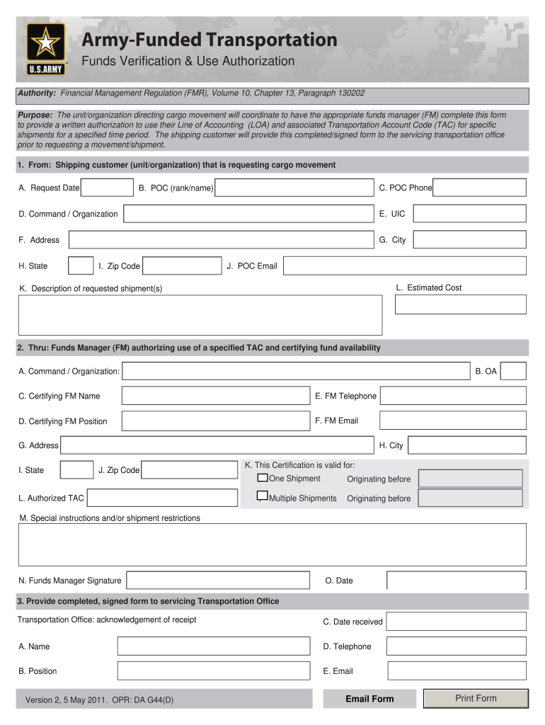 Army Funded Transportation Form