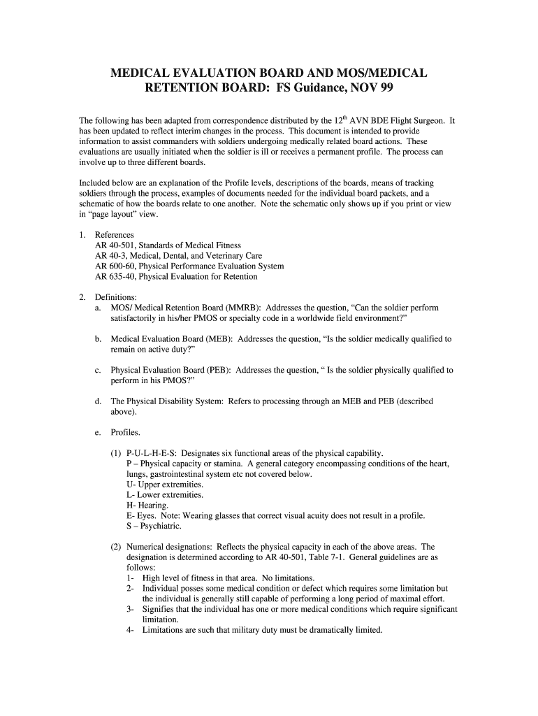 MEDICAL EVALUATION BOARD and MOS IMCOM Europe  Form