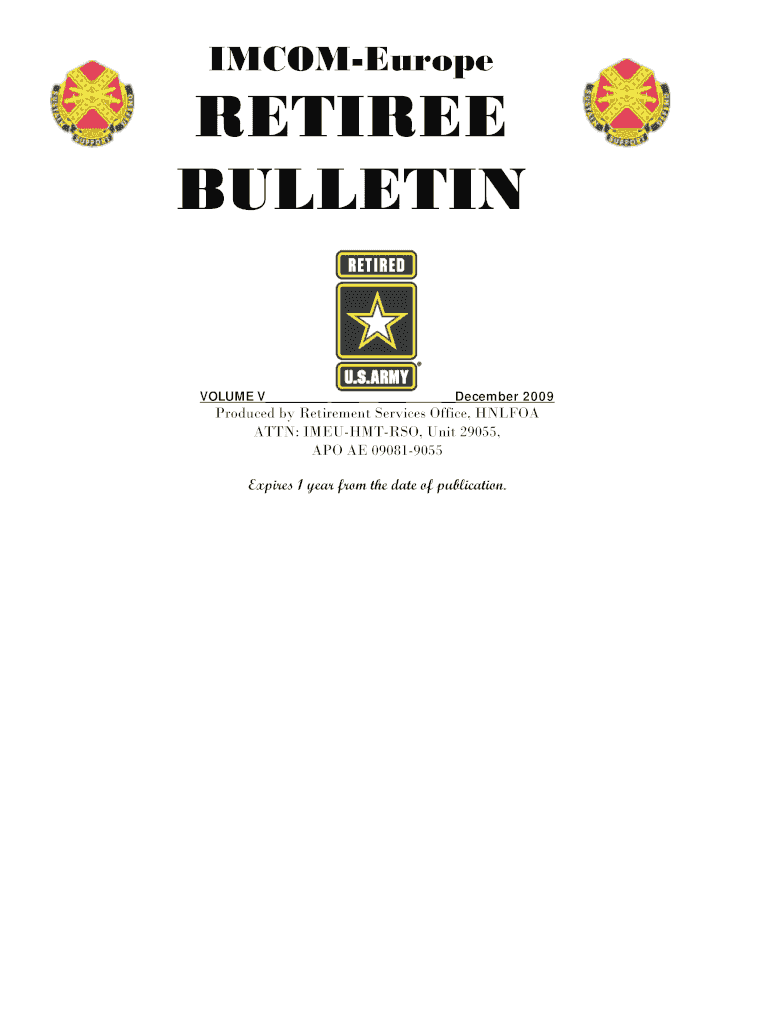 IMCOM E Retiree Bulletin Dec Imcom Europe Army  Form
