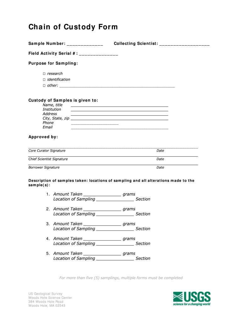 Chain of Custody Forms Keys