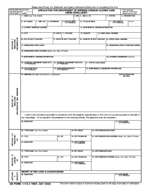  DD 1172 Test, Application for Department of Defense Common Access Card DEERS Enrollment Ok Ngb Army 2020