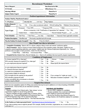 Recruitment Worksheet USGS Usgs  Form