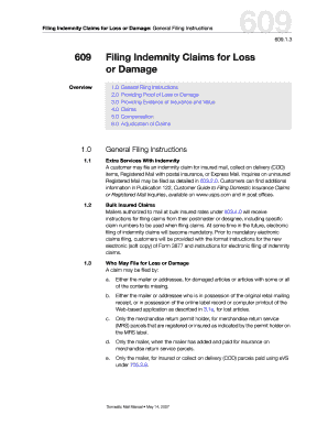 Usps 609 Claims Form