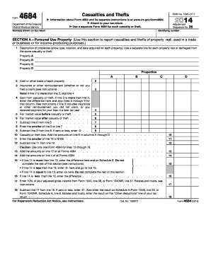 Form 4684 Casualties and Thefts Irs Ustreas