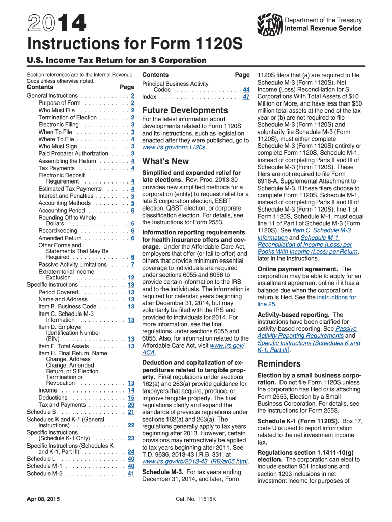  I1120s Form 2014