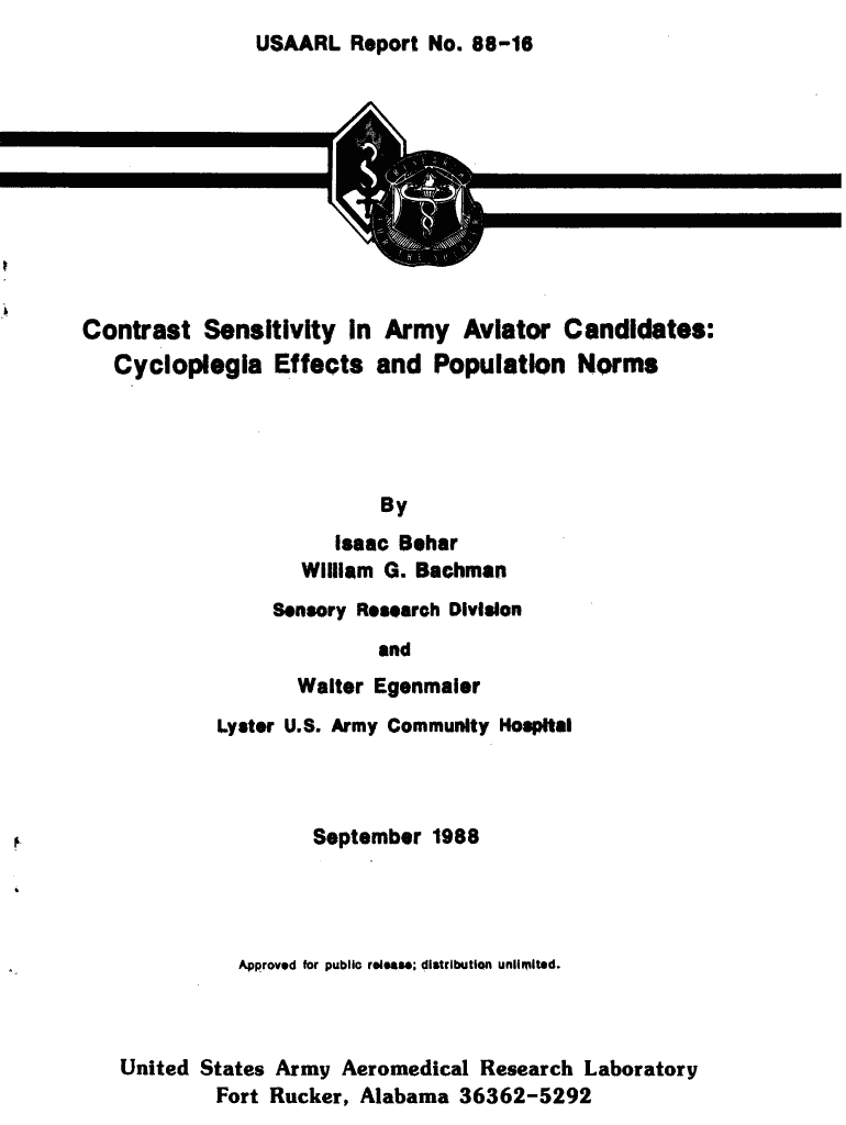 Contrast Sensitivity in Army Aviator Candldates  Form