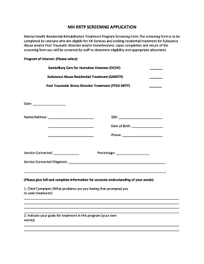 Va Mental Health Screening  Form