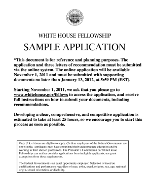 White House Fellowship Letter of Recommendation  Form