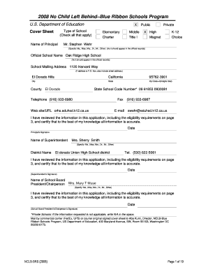 Oak Ridge High School Application for the No Child Left Www2 Ed  Form