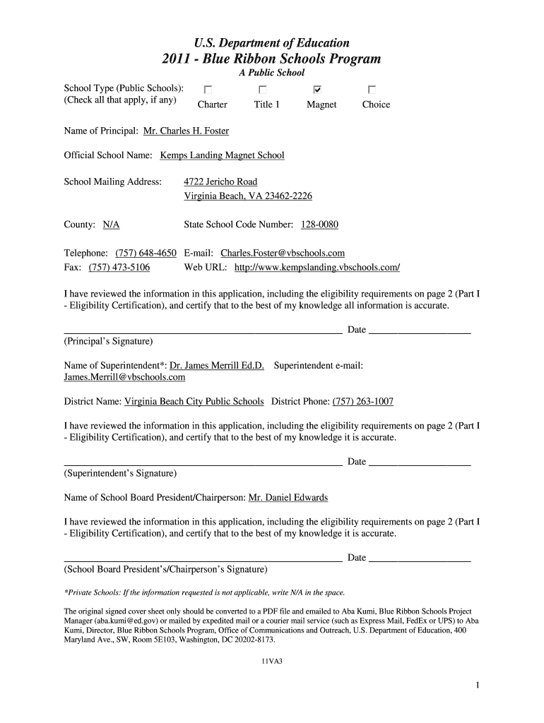 Va3 Kemps Landing Magnet School DOC Www2 Ed  Form