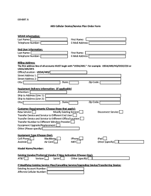 Cellular Devices and Service Management Afm Ars Usda  Form