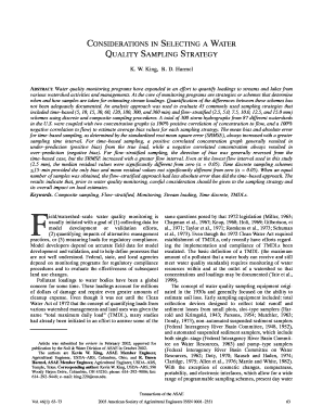 Considerations in Selecting a Water Quality Sampling Strategy ARS Ars Usda  Form