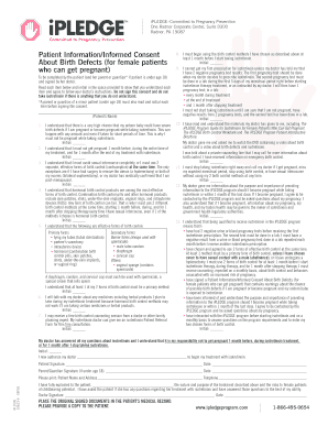 Patient InformationInformed Consent About Birth Defects for Female Fda