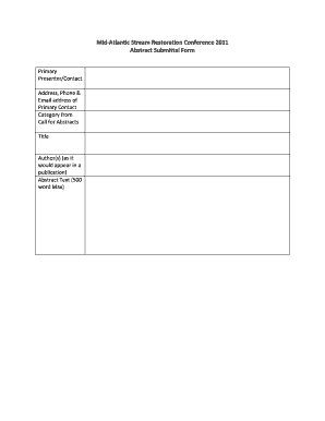 Abstract Submission Form Fws