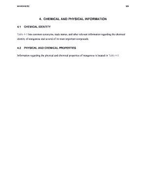 Table 4 1 Lists Common Synonyms, Trade Names, and Other Relevant Information Regarding the Chemical