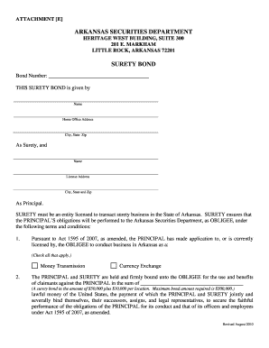 Attachment E Arkansas Securities Department State of Arkansas  Form