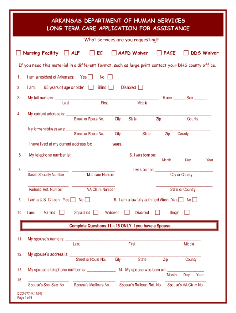  Arkansas Long Term Care Application 2007-2024