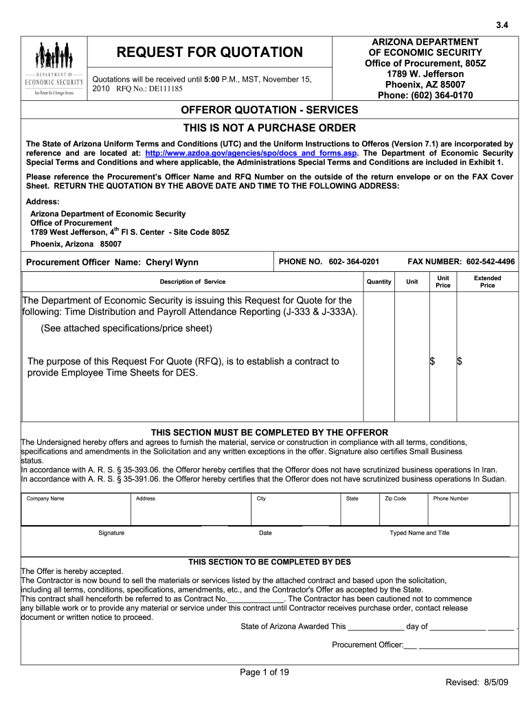 Blank Rfq Template  Form