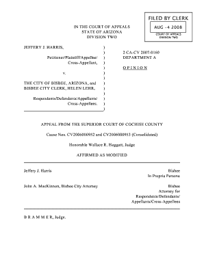 PetitionerPlaintiffAppellee Appeals2 Az  Form