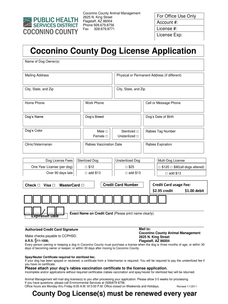  Coconino County Dog License 2011