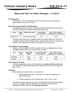 VIN 17 Sales and Use Tax Rate Changes 71 Apps Dmv Ca  Form