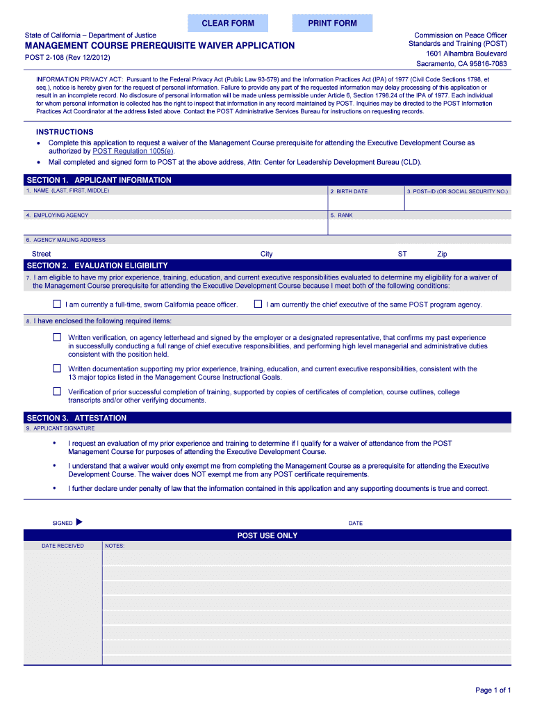 POST ADMINISTRATIVE MANUAL Lib Post Ca  Form