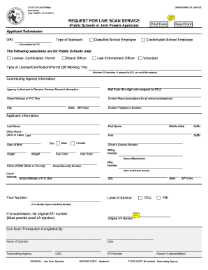 Get and Sign California Request Live Scan 2011-2022 Form