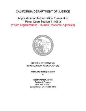 Youth Organization and Human Resource Agency Authorization Packet Authorization Application  Form