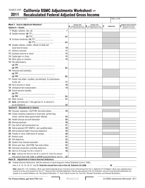 776 Worksheet California SSMC Adjustments Worksheet Recalculated Federal Adjusted Gross Income California 776 Worksheet  Form