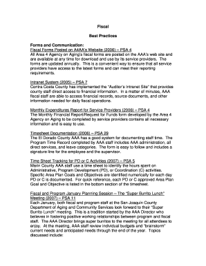 Fiscal Best Practices Forms and Communication Fiscal Forms Aging Ca