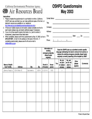 Form 05 06 OSHPD Questionnaire Arb Ca