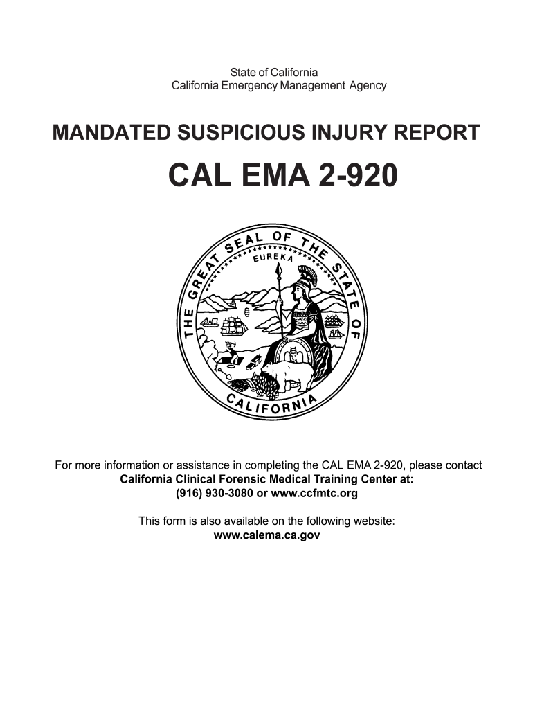  Suspicious Injury Report California  Form 2003