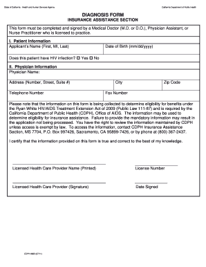 INSURANCE ASSISTANCE SECTION Cdph Ca  Form