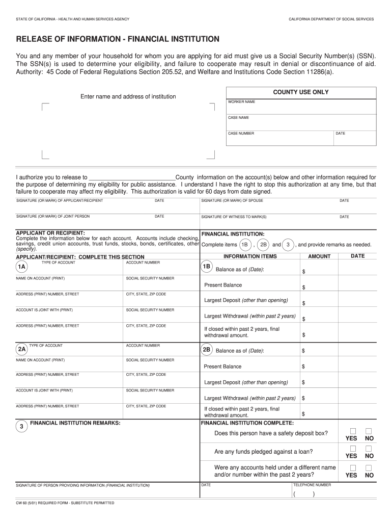Cw 60 Financial Institution  Form