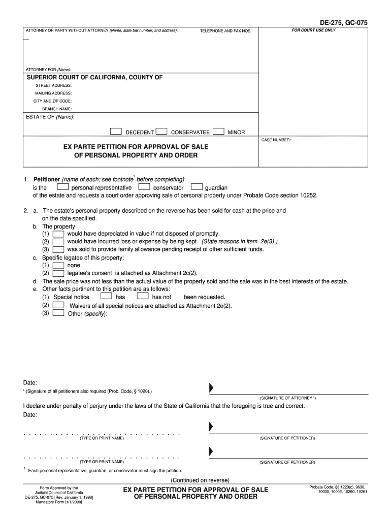 Exparte  Form