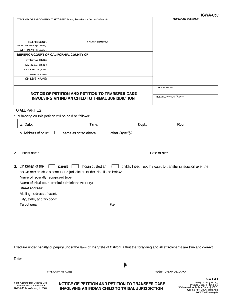 California Transfer Case  Form