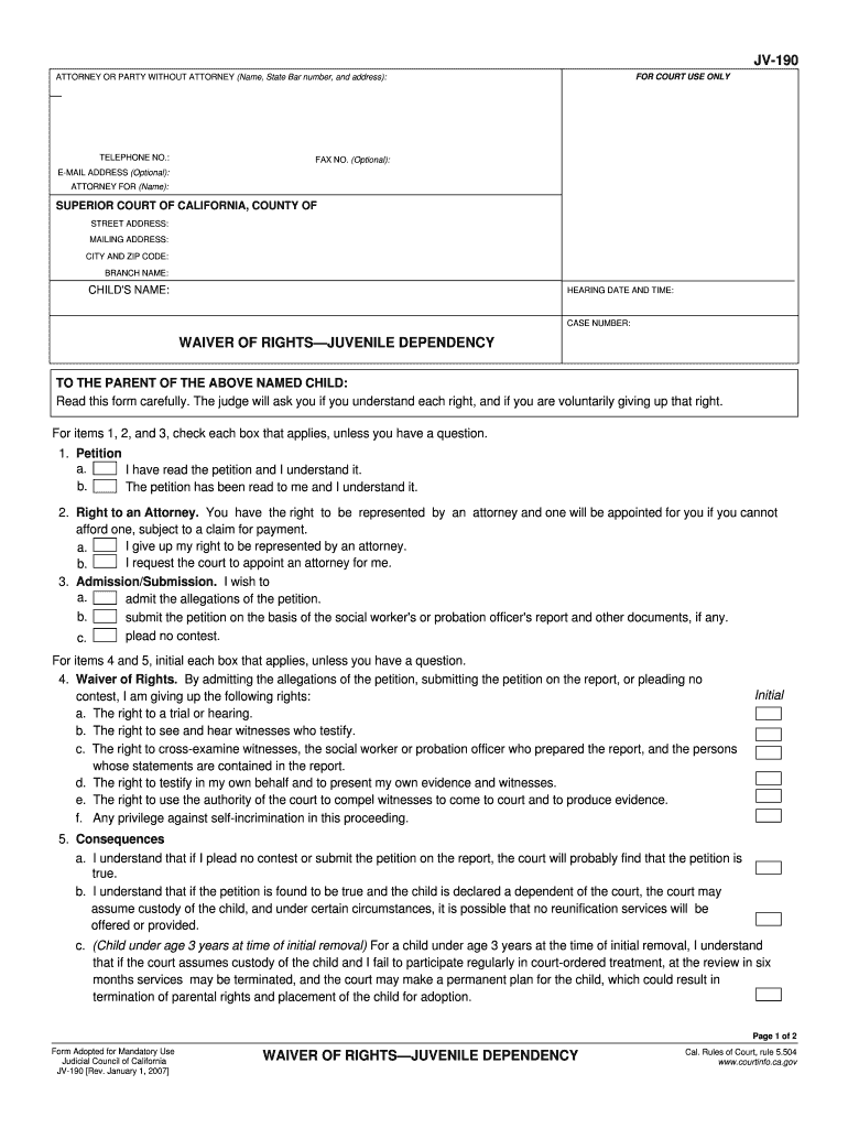 Jv 190  Form